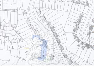 The modern houses overlay the 1920s Blendon Hall
